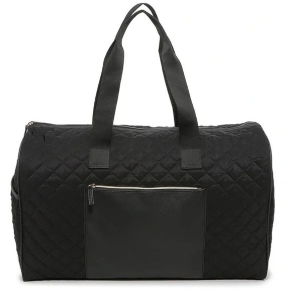 DSW Handbags - DSW Exclusive J.M. Wechter Black Quilted Duffel Weekender Bag with Side Pockets